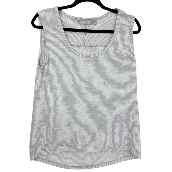 Athleta Tops - Athleta Gray & White Striped High-Low Sleeveless Tank S